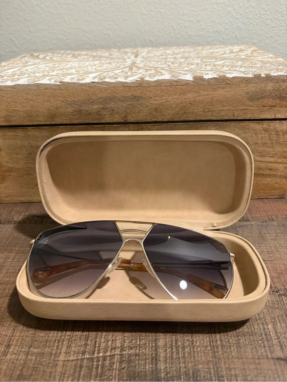 Chloe Aviator Gradient Smoke Sunglasses